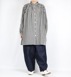 画像7: LUEUF  チェック バンドカラー チュニック　GINGHAM BLUE (7)