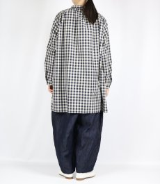 画像9: LUEUF  チェック バンドカラー チュニック　GINGHAM BLUE (9)