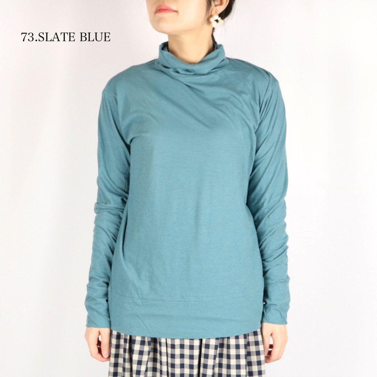 画像20: tumugu  フェザリーコットン天竺タートルネック長袖   7色 (20)