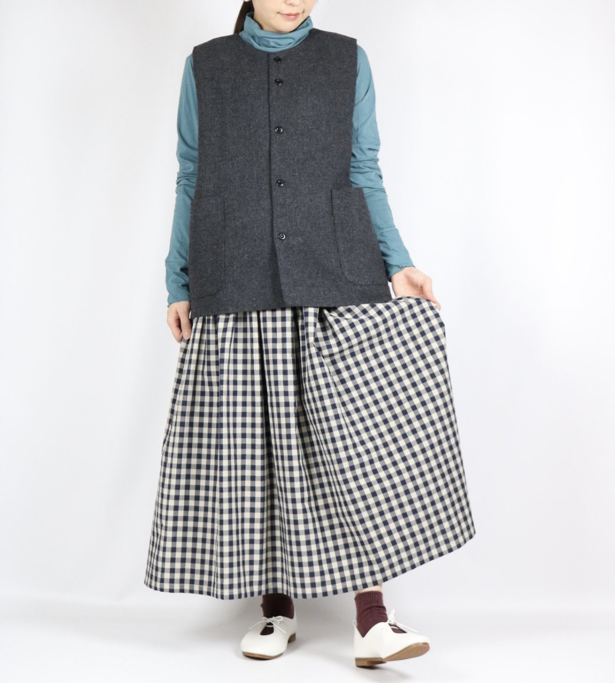 画像25: tumugu  フェザリーコットン天竺タートルネック長袖   7色 (25)