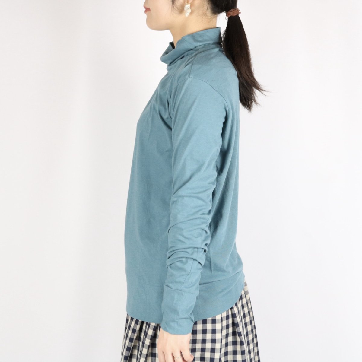 画像22: tumugu  フェザリーコットン天竺タートルネック長袖   7色 (22)