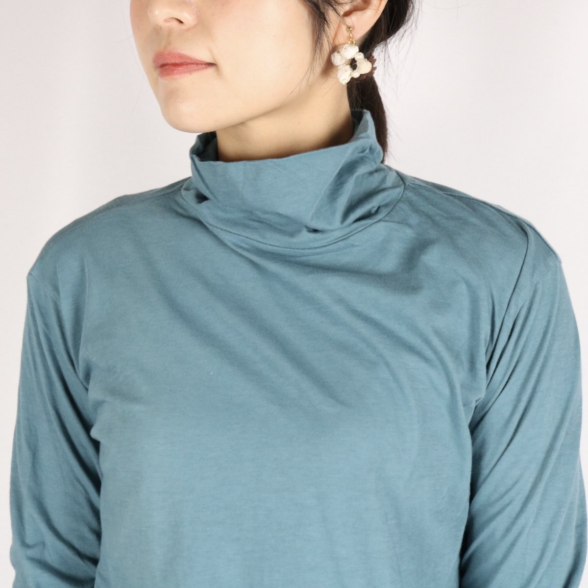 画像23: tumugu  フェザリーコットン天竺タートルネック長袖   7色 (23)