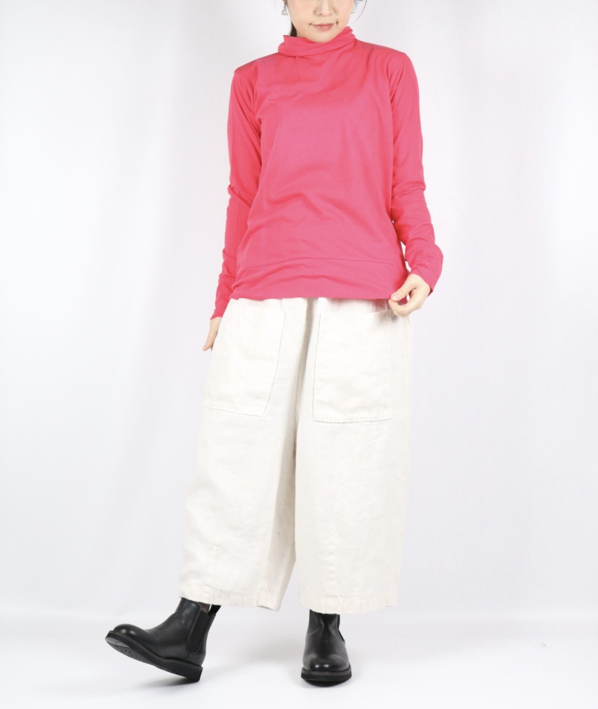 画像15: tumugu  フェザリーコットン天竺タートルネック長袖   7色 (15)