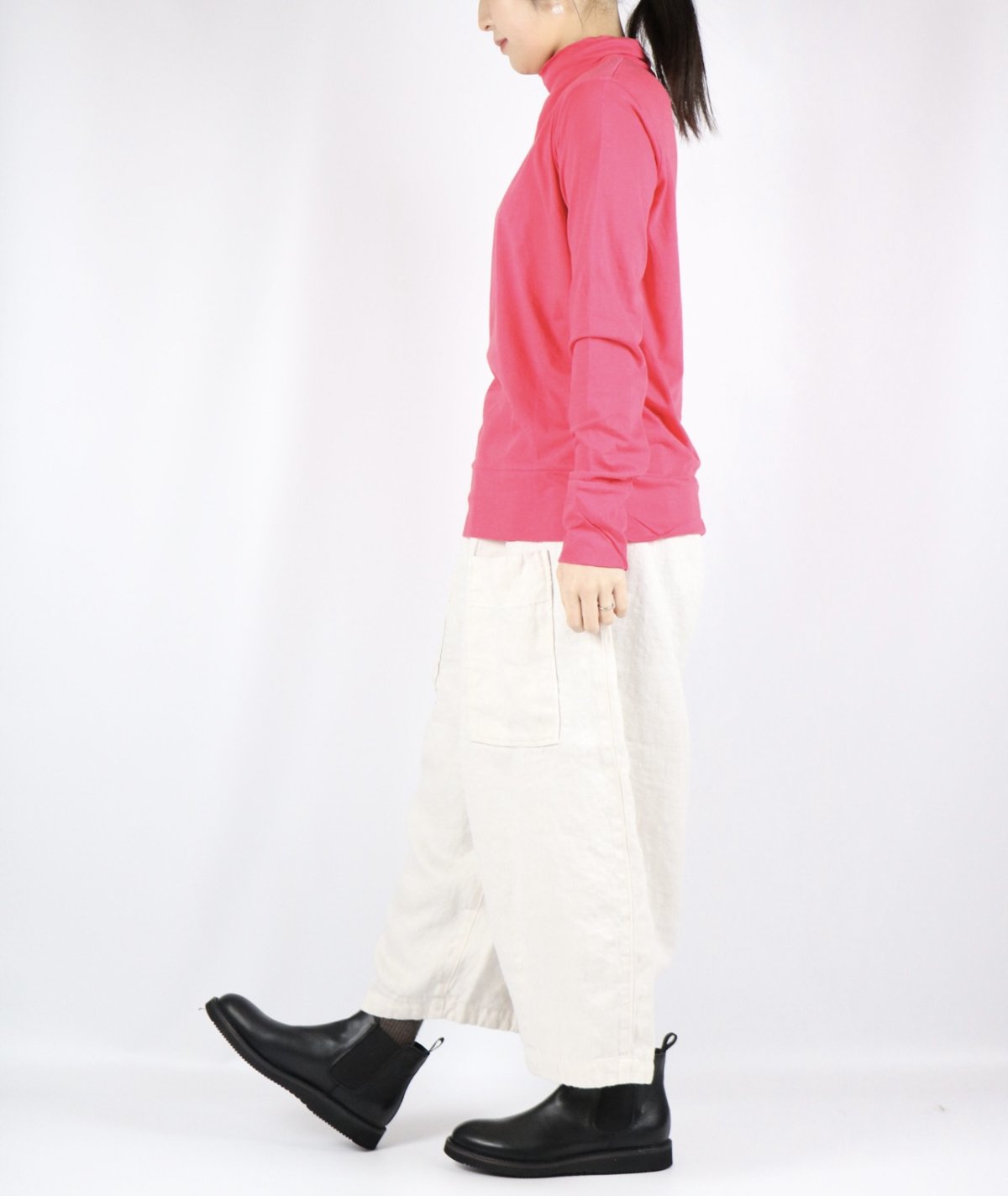 画像16: tumugu  フェザリーコットン天竺タートルネック長袖   7色 (16)