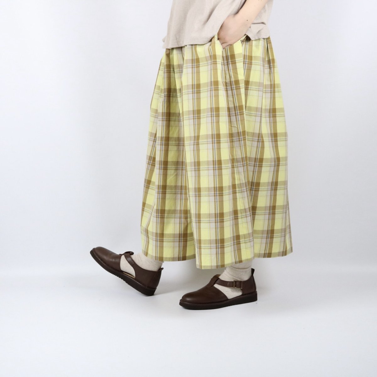 画像2: 40%OFF SALE!  DIARIES　タイプライター チェック タックスカート　YELLOW CHECK (2)