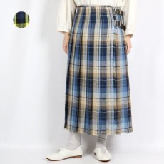 画像1: O'neil of dublin IRISH LINEN LOW WAIST PLEATS WRAP SKIRT LENGTH 80cm (WITH PIN) 2色 (1)