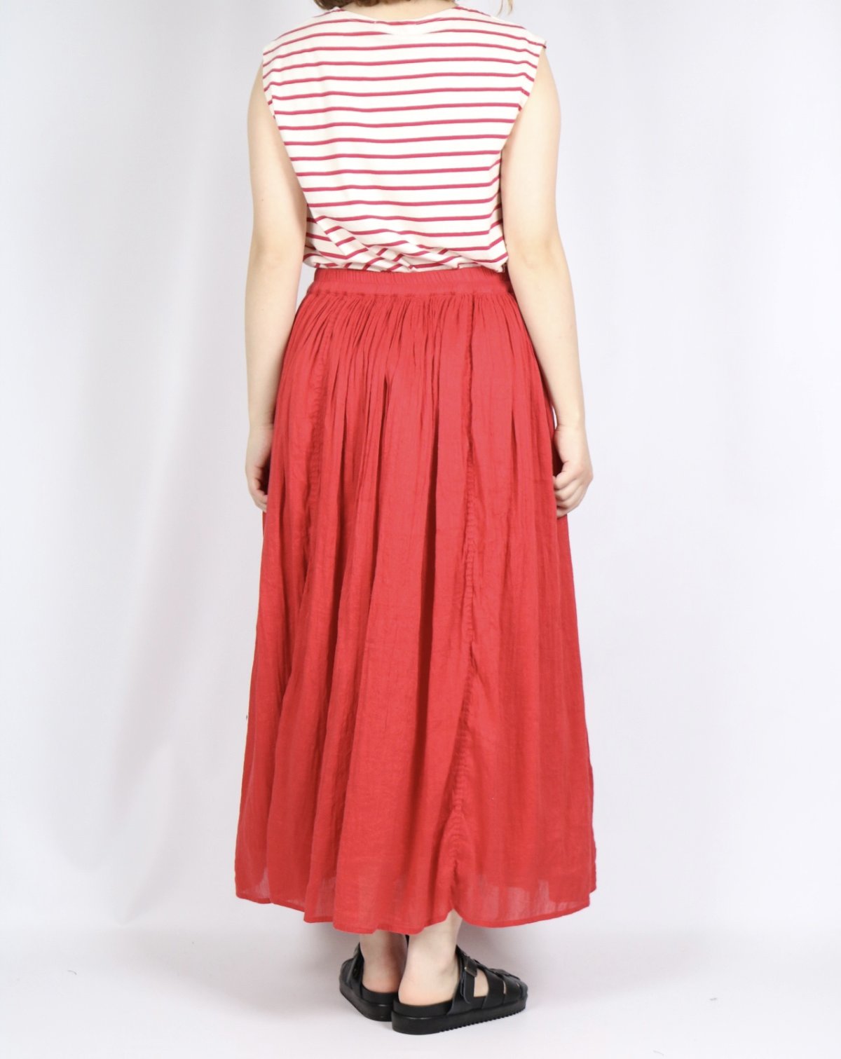 画像21: tumugu: スープレコットンボーダー天竺　裾ラウンドタンクトップ 2色 (21)