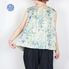 画像1: Vent d'ouest リバイバルリネン×LIBERTY ノースリーブブラウス 2色 (1)