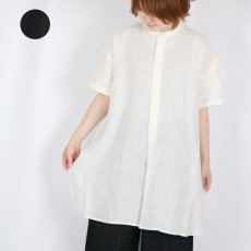 画像1:  SOIL 60s LINEN PLAIN BANDED COLLAR 3/4SL TUNIC 2色 (1)