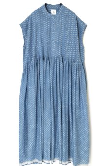 画像37: maison de soil  80s VOILE TRIANGLE BLOCK PRINT BANDED COLLAR FRENCH/SL DRESS WITH PINTUCK 2色2サイズ (37)