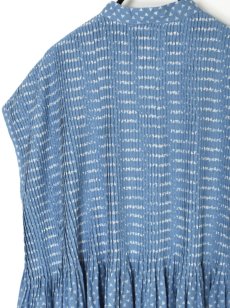 画像39: maison de soil  80s VOILE TRIANGLE BLOCK PRINT BANDED COLLAR FRENCH/SL DRESS WITH PINTUCK 2色2サイズ (39)