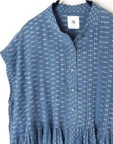 画像36: maison de soil  80s VOILE TRIANGLE BLOCK PRINT BANDED COLLAR FRENCH/SL DRESS WITH PINTUCK 2色2サイズ (36)