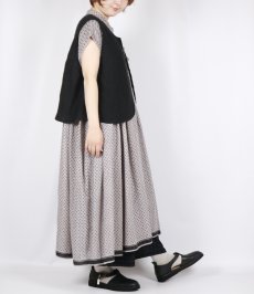 画像26: maison de soil  80s VOILE TRIANGLE BLOCK PRINT BANDED COLLAR FRENCH/SL DRESS WITH PINTUCK 2色2サイズ (26)