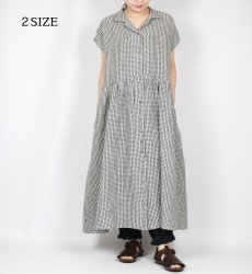 画像1: SOIL 60s LINEN CHECK OPEN COLLAR SHIRT DRESS 2サイズ (1)