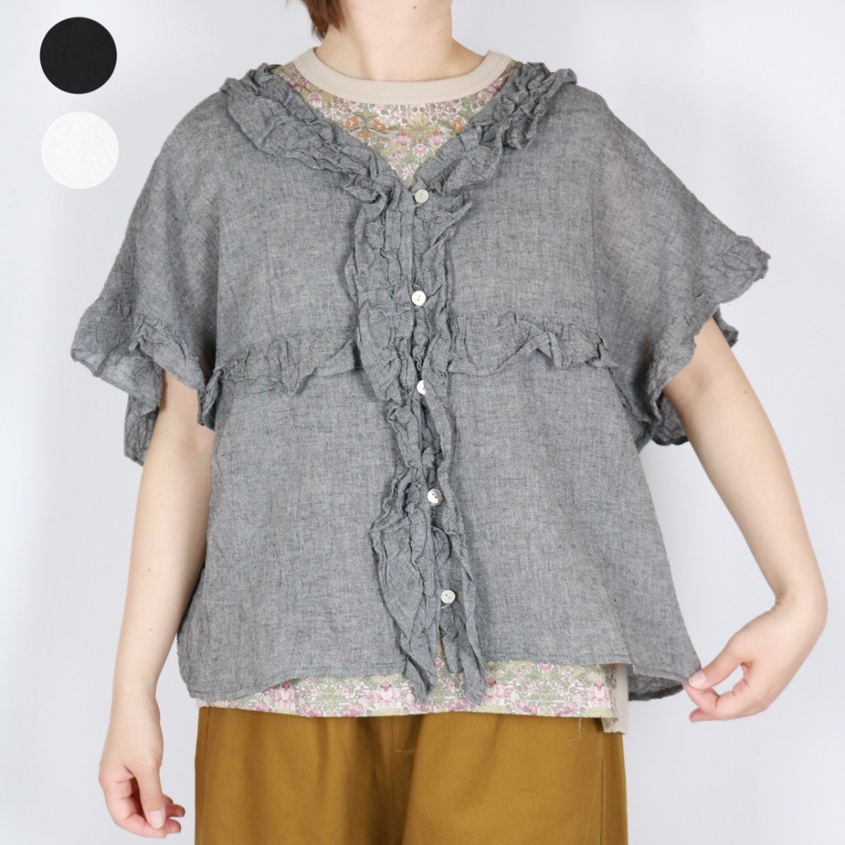 画像2: tumugu: コットンリネン先染めボイルワッシャー ベスト　3色 (2)