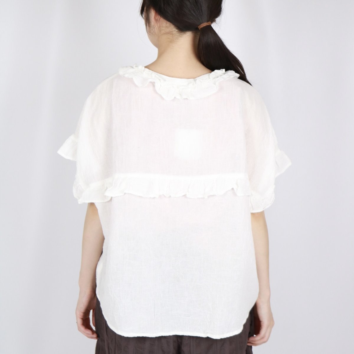 画像22: tumugu: コットンリネン先染めボイルワッシャー ベスト　3色 (22)