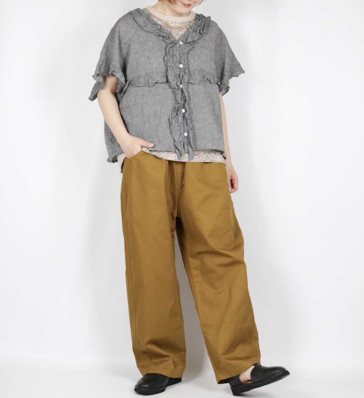 画像6: tumugu: コットンリネン先染めボイルワッシャー ベスト　3色 (6)