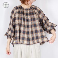 画像1: 【6月17日12:00までの期間限定販売】Nina Niina　check puff blouse　2色  (1)