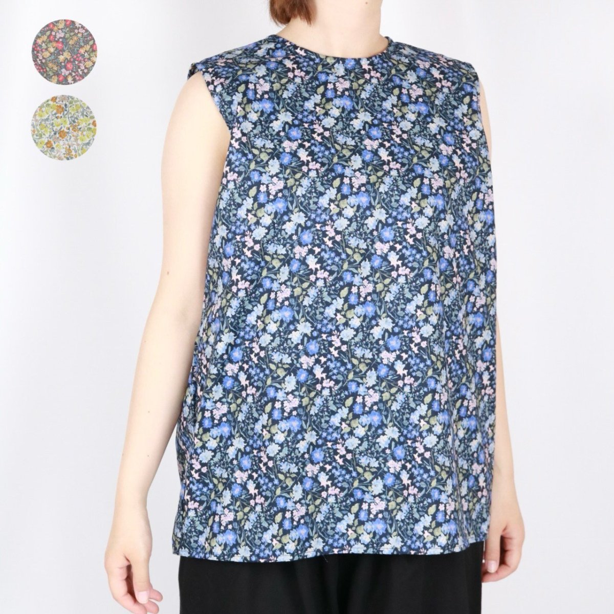 画像1: DIARIES FLOWER BACK GATHER SLEEVELESS 3色 (1)