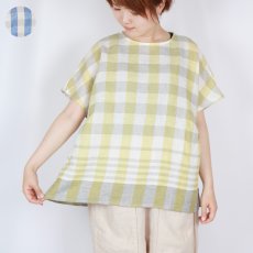 画像1: blue willow リネンパネルチェックブラウス 2色 (1)