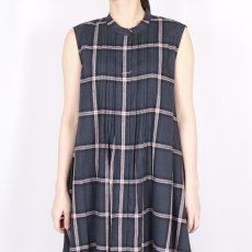 画像4: Vent d'ouest 綿麻チェックノースリーブワンピース  (4)