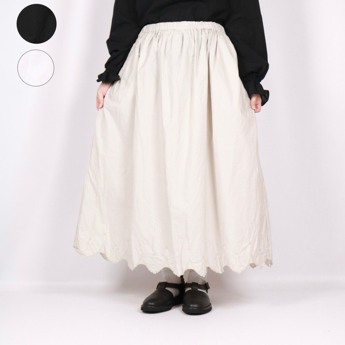 画像22: Gauze# アンティークスカラップレースギャザースカート"trois"3色 (22)