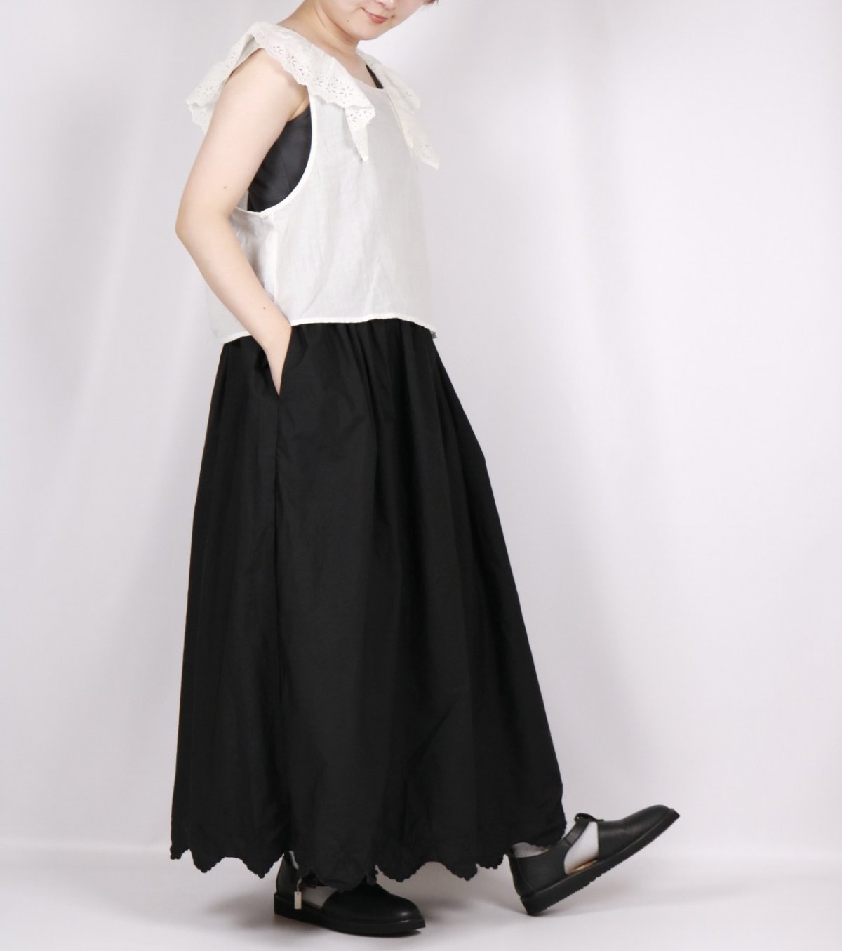 画像17: Gauze# アンティークスカラップレースギャザースカート"trois"3色 (17)