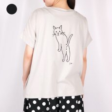 画像1: NARU ナチュラルソフト天竺　振り返り猫コンフィーシャツ 2色 (1)