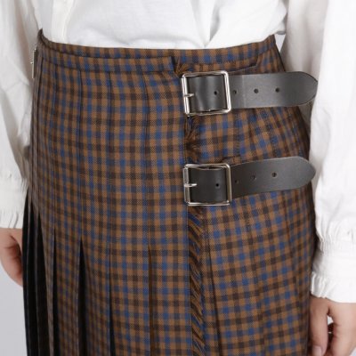 画像2:  O'NEIL OF DUBLIN WORSTED WOOL LOW WAIST PLEATS WRAP SKIRT LENGTH 80cm (WITH PIN) 4色