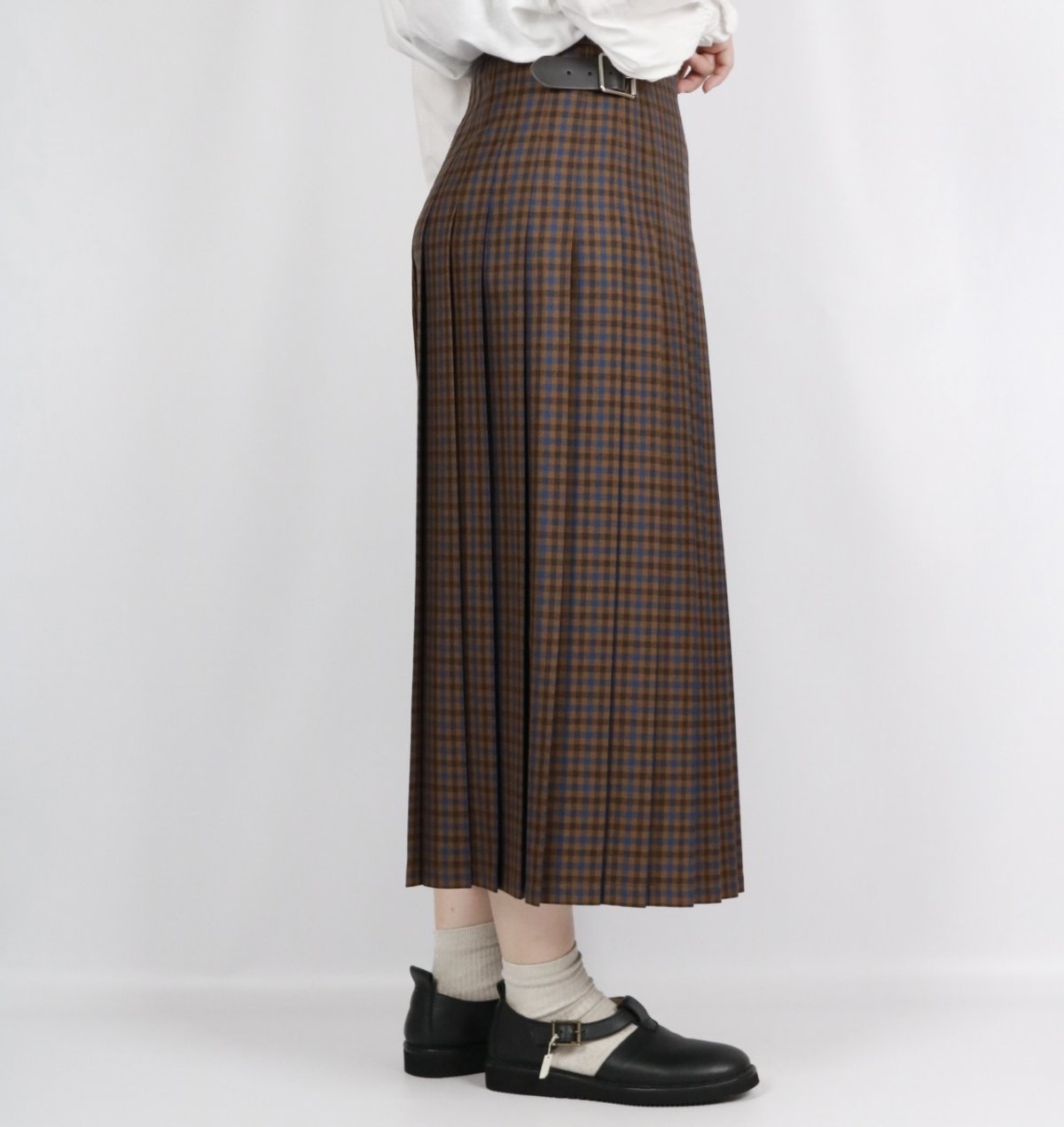 画像23:  O'NEIL OF DUBLIN WORSTED WOOL LOW WAIST PLEATS WRAP SKIRT LENGTH 80cm (WITH PIN) 4色 (23)
