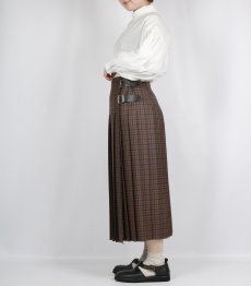 画像28:  O'NEIL OF DUBLIN WORSTED WOOL LOW WAIST PLEATS WRAP SKIRT LENGTH 80cm (WITH PIN) 4色 (28)
