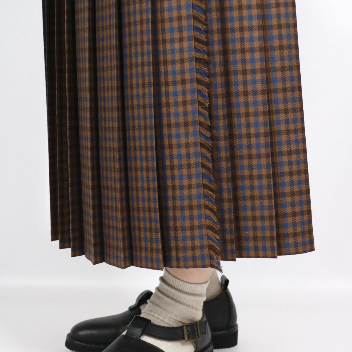 画像30:  O'NEIL OF DUBLIN WORSTED WOOL LOW WAIST PLEATS WRAP SKIRT LENGTH 80cm (WITH PIN) 4色 (30)