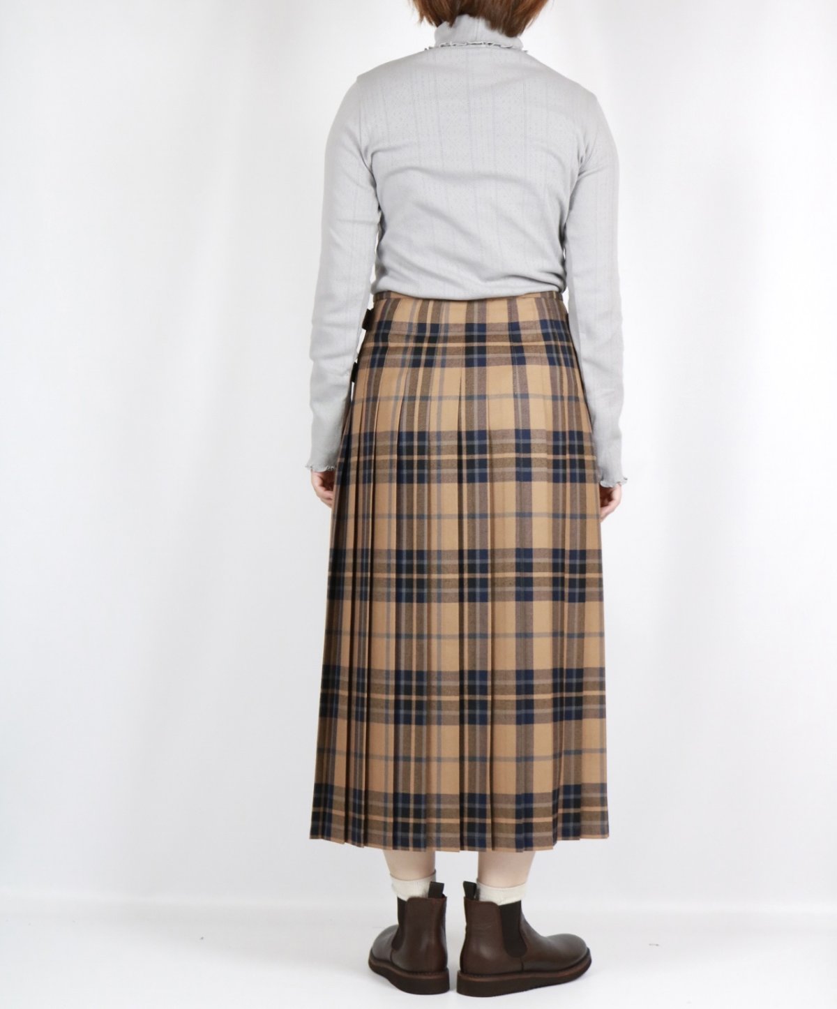 画像9:  O'NEIL OF DUBLIN WORSTED WOOL LOW WAIST PLEATS WRAP SKIRT LENGTH 80cm (WITH PIN) 4色 (9)