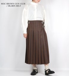 画像26:  O'NEIL OF DUBLIN WORSTED WOOL LOW WAIST PLEATS WRAP SKIRT LENGTH 80cm (WITH PIN) 4色 (26)