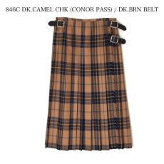 画像10:  O'NEIL OF DUBLIN WORSTED WOOL LOW WAIST PLEATS WRAP SKIRT LENGTH 80cm (WITH PIN) 4色 (10)
