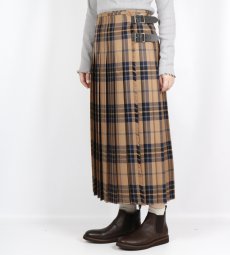画像2:  O'NEIL OF DUBLIN WORSTED WOOL LOW WAIST PLEATS WRAP SKIRT LENGTH 80cm (WITH PIN) 4色 (2)