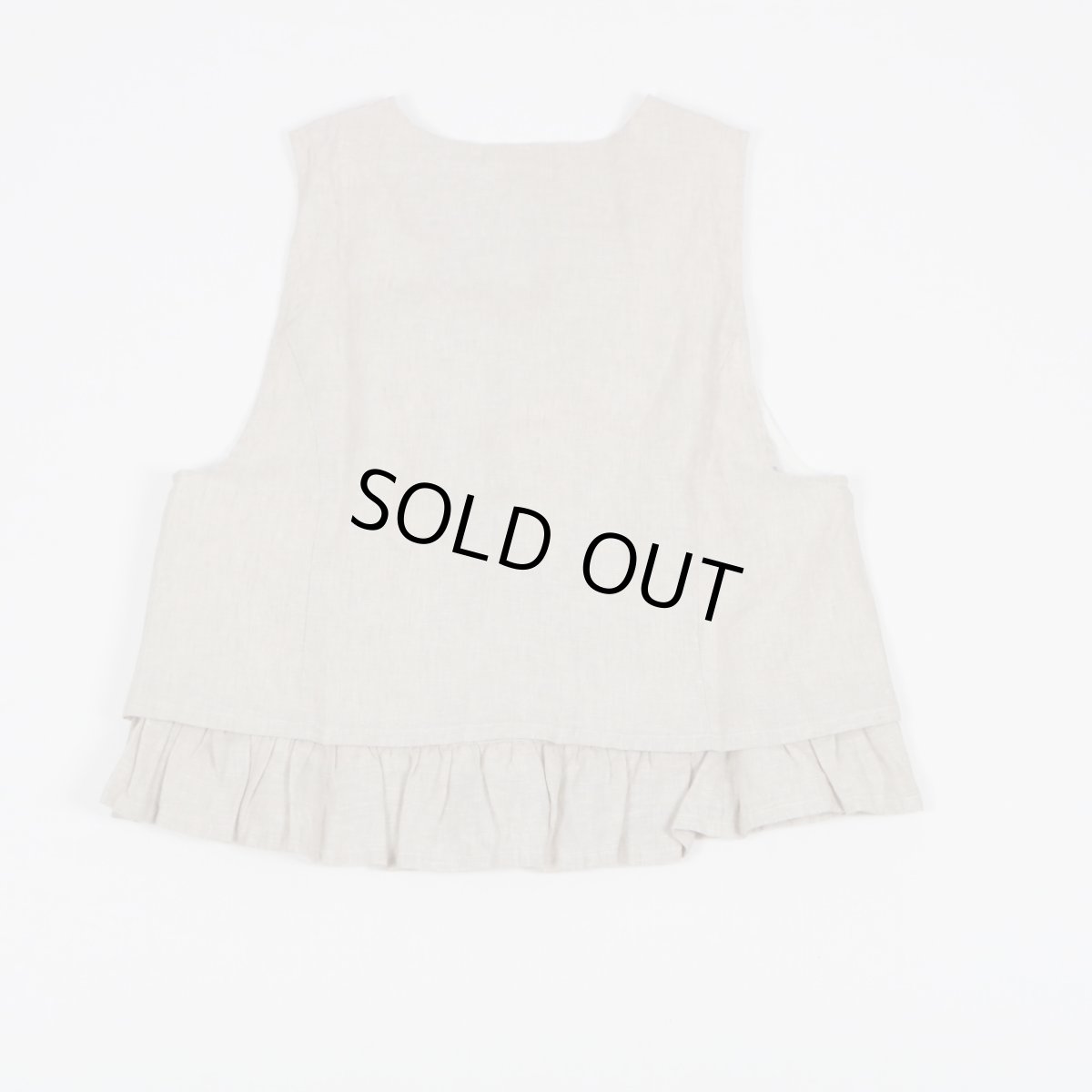 画像25: blue willow リネン平織り無地 裏付きフリルベスト 2色 (25)