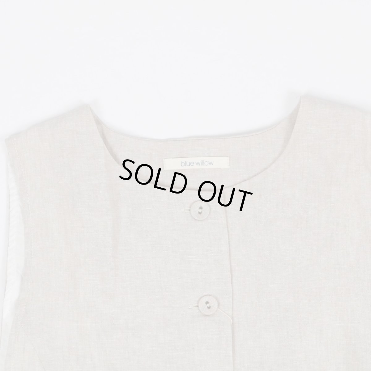 画像28: blue willow リネン平織り無地 裏付きフリルベスト 2色 (28)