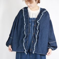画像28: tumugu: ライトオンスデニムフリルブラウス 2色 (28)