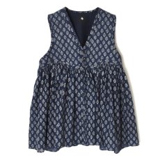 画像22: maison de soil 80s COTTON VOILE FLOWER BLOCK PRINT RAJASTHAN TUCK GATHERED V-NECK NO/SL SHIRT 2色 (22)