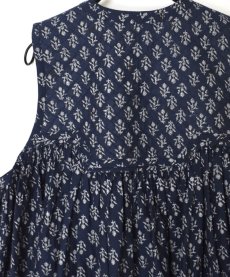 画像26: maison de soil 80s COTTON VOILE FLOWER BLOCK PRINT RAJASTHAN TUCK GATHERED V-NECK NO/SL SHIRT 2色 (26)