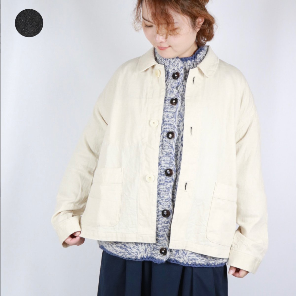 画像1: LABORATORY　ネップデニム フレンチワークジャケット　2色 (1)