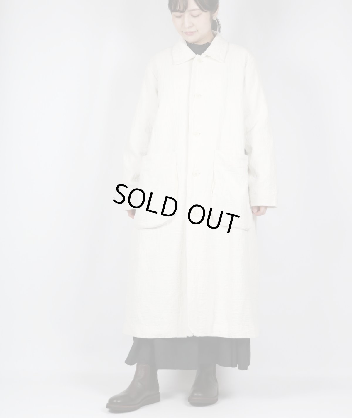 画像1: Gauze# ランダムストライプキルトコート KINARI (1)