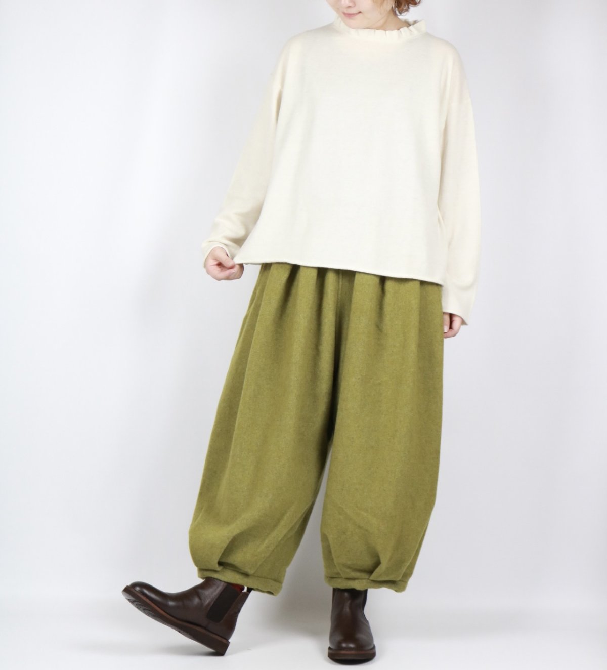 画像3: Gauze# フリルカラー2WAYニットプルオーバー MILK (3)