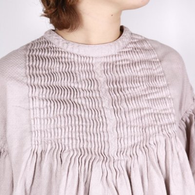 画像1: Gauze# アンティークジャガードピンタックブラウス FADE PINK