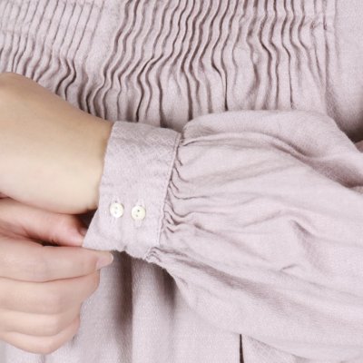 画像2: Gauze# アンティークジャガードピンタックブラウス FADE PINK