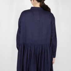 画像8: SOIL 60s COTTON TWILL PLAIN TAI GATHERED FRONT SHIRT DRESS ダークパープル 2サイズ (8)
