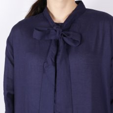 画像14: SOIL 60s COTTON TWILL PLAIN TAI GATHERED FRONT SHIRT DRESS ダークパープル 2サイズ (14)