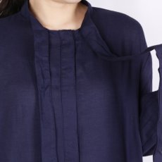 画像16: SOIL 60s COTTON TWILL PLAIN TAI GATHERED FRONT SHIRT DRESS ダークパープル 2サイズ (16)