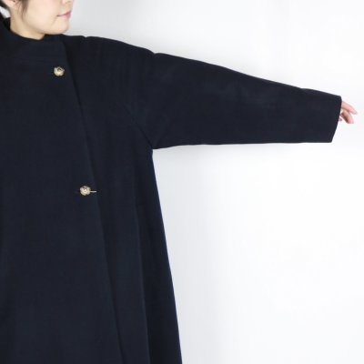 画像2: Vent d'ouest ロイヤルジーロン ウール メルトン スタンドカラー コート ネイビー